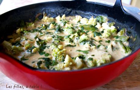 Curry au chou romanesco et pois gourmands