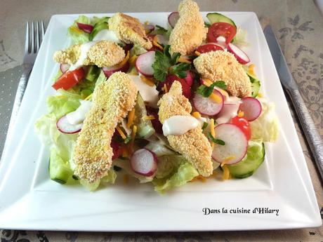 Salade printanière au poulet croustillant