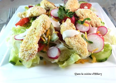 Salade printanière au poulet croustillant