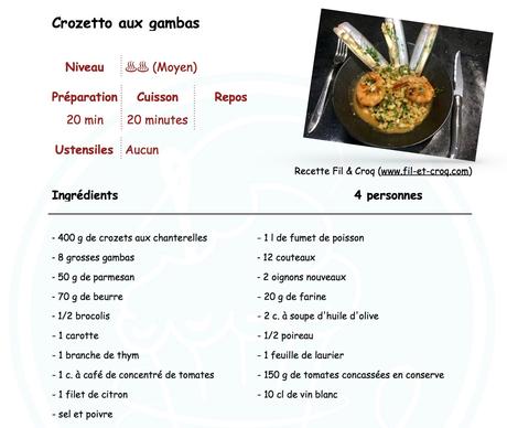 Mon crozetto aux gambas et couteaux ♨♨