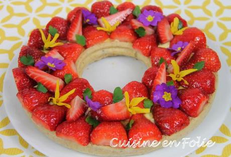 Tarte aux fraises, citron et noisette