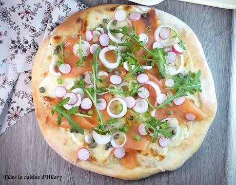 Pizza du printemps au saumon fumé et légumes croquants - Dans la cuisine d'Hilary