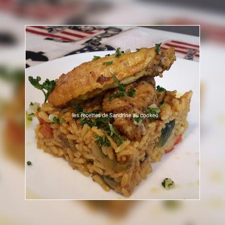 Ailes de poulet aux épices colombo et son riz et petits légumes au cookeo