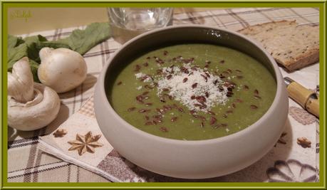 Velouté de fanes de Radis aux Champignons.