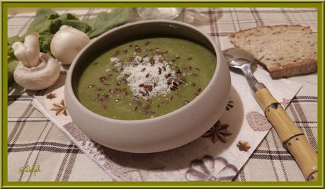 Velouté de fanes de Radis aux Champignons.