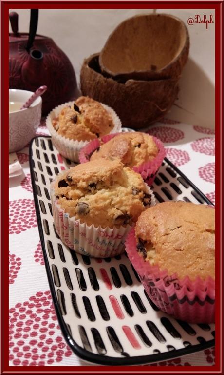 Muffins à la noix de coco et pépites de chocolat