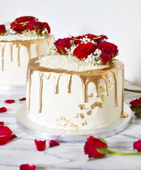 Wedding Cake façon Layer Cake Doré & Rouge 