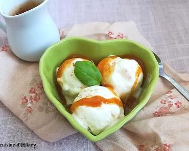 Glace au yaourt et son coulis d'abricot / Frozen yogurt ice-cream and its apricot coulis