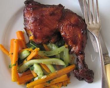 Cuisses de poulet laqué aux petits légumes