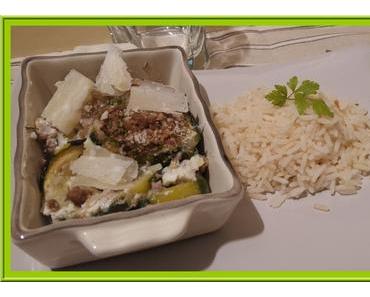Crumble de Courgette et Bacon aux Herbes et à la Ricotta.