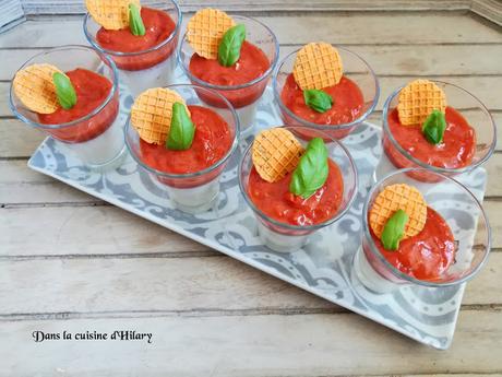 Panna cotta à la mozzarella, compotée tomates poivron et basilic - Dans la cuisine d'Hilary