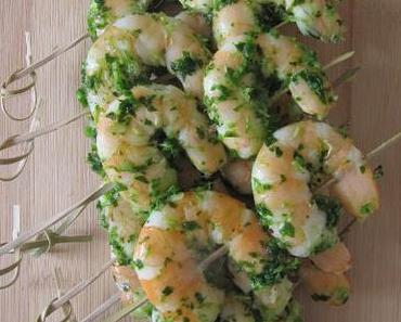 Brochettes de gambas à la persillade