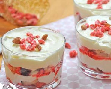 Tiramisu aux nectarines et pralines roses