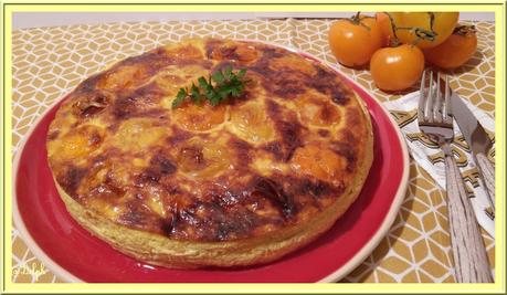 Quiche sans pâte au Poulet,  Tomates Oranges et Jaunes 