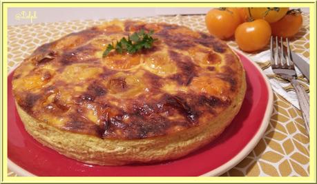 Quiche sans pâte au Poulet,  Tomates Oranges et Jaunes