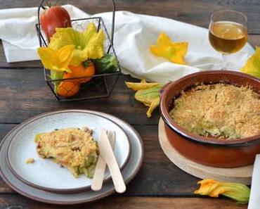 Crumble salé courgettes, lardons et formage de chèvre