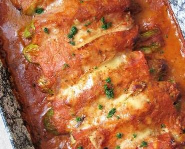 Courgettes au jambon, sauce aurore