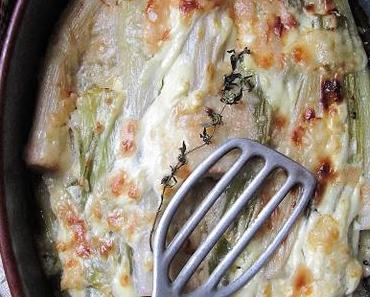 Gratin de poireaux au thym et au parmesan
