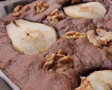 Gâteau chocolat aux poires et noix