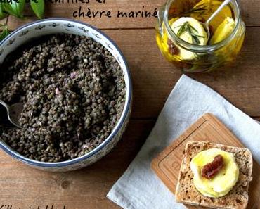 Salade de lentilles et chèvres marinés à l’huile d’olive