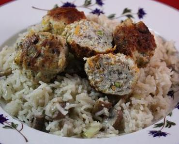 Boulettes au poulet, morilles et pistaches