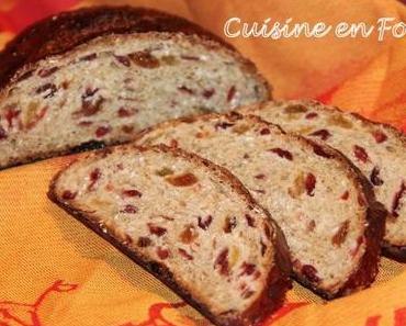 Pain aux flocons d’avoine, raisins secs, et craneberries