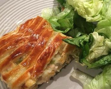 Tresse feuilletée aux poireaux, saumon et reblochon
