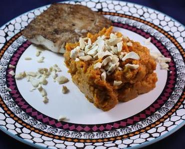 Dos de cabillaud et purée de patates douces et potimarron aux noix de cajou