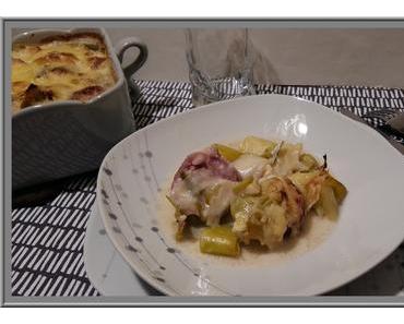 Gratin de Poireaux à la saucisse Fumée au Thermomix