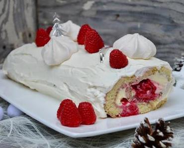 Bûche tiramisu framboises
