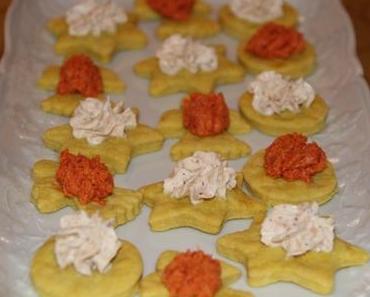 Sablés salés à la moutarde, crème noisette et crème chorizo