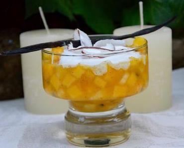 Nage de fruits exotiques et chantilly coco