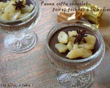 Panna cotta au chocolat et poires pochées à la badiane