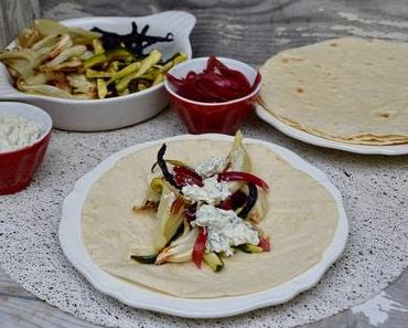 Wraps de légumes rôtis au fromage frais