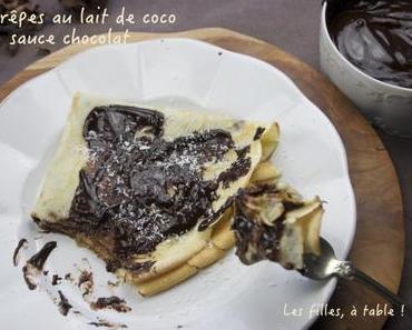 Crêpes au lait de coco, sauce chocolat coco