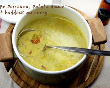 Soupe de poireaux et patates douces au haddock