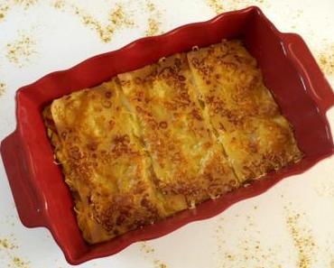 Lasagnes aux poireaux, poulet et curry