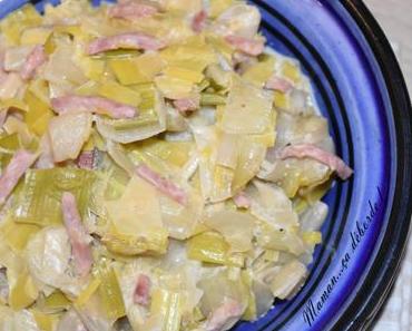 Poêlée d’endives et de poireaux aux lardons