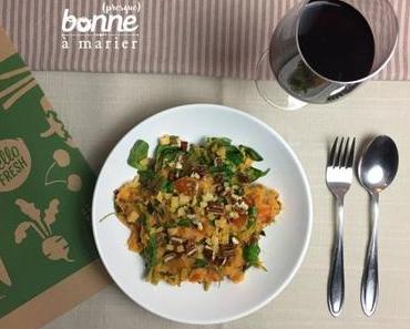 Purée de patates douces au vieux fromage, mâche et roquette {j’ai testé HelloFresh !}