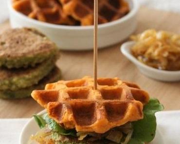 Burgers gaufres - galettes pois cassés - quinoa { sans gluten, sans lait, sans oeufs}