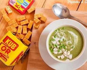 Soupe toute verte aux petits pois, épinards et lait de coco