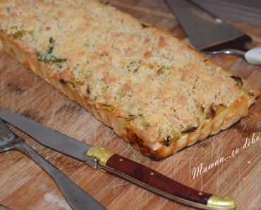 Tarte poireau, saumon et son crumble