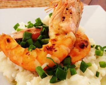 Le risotto au citron vert et crevettes poêlées