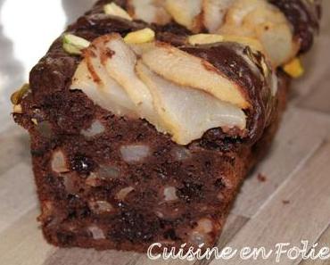 Cake chocolat, poire et pistache