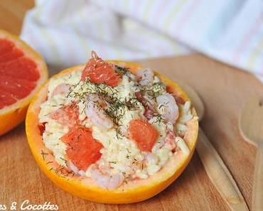 Salade de riz aux crevettes et au pamplemousse