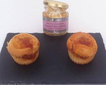 Muffins vanille coeur confiture pomme, poire, caramel au beurre salé