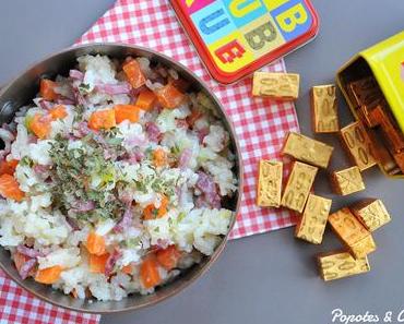 Risotto aux carottes, courgettes et bacon
