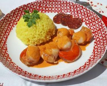 Noix de St Jacques à  la crème de Chorizo