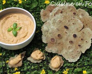 Piadina con semi di zucca et Caviar d’aubergines à la pomme verte