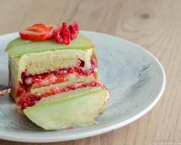 Entremet rhubarbe et fraises